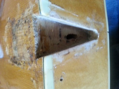 Mortise after glue was cleaned out.